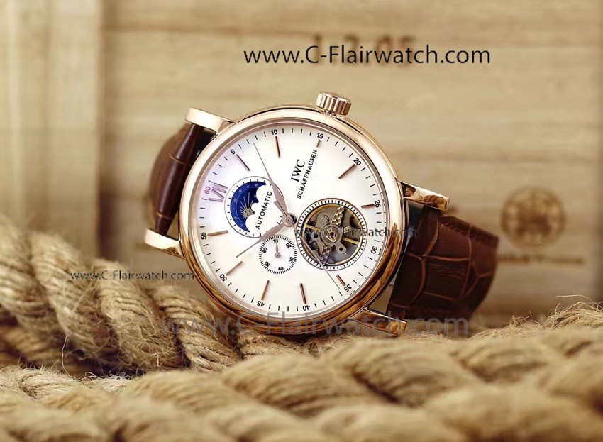 IWC Schaffhausen Portofino Brown Leather Moonphase Watch